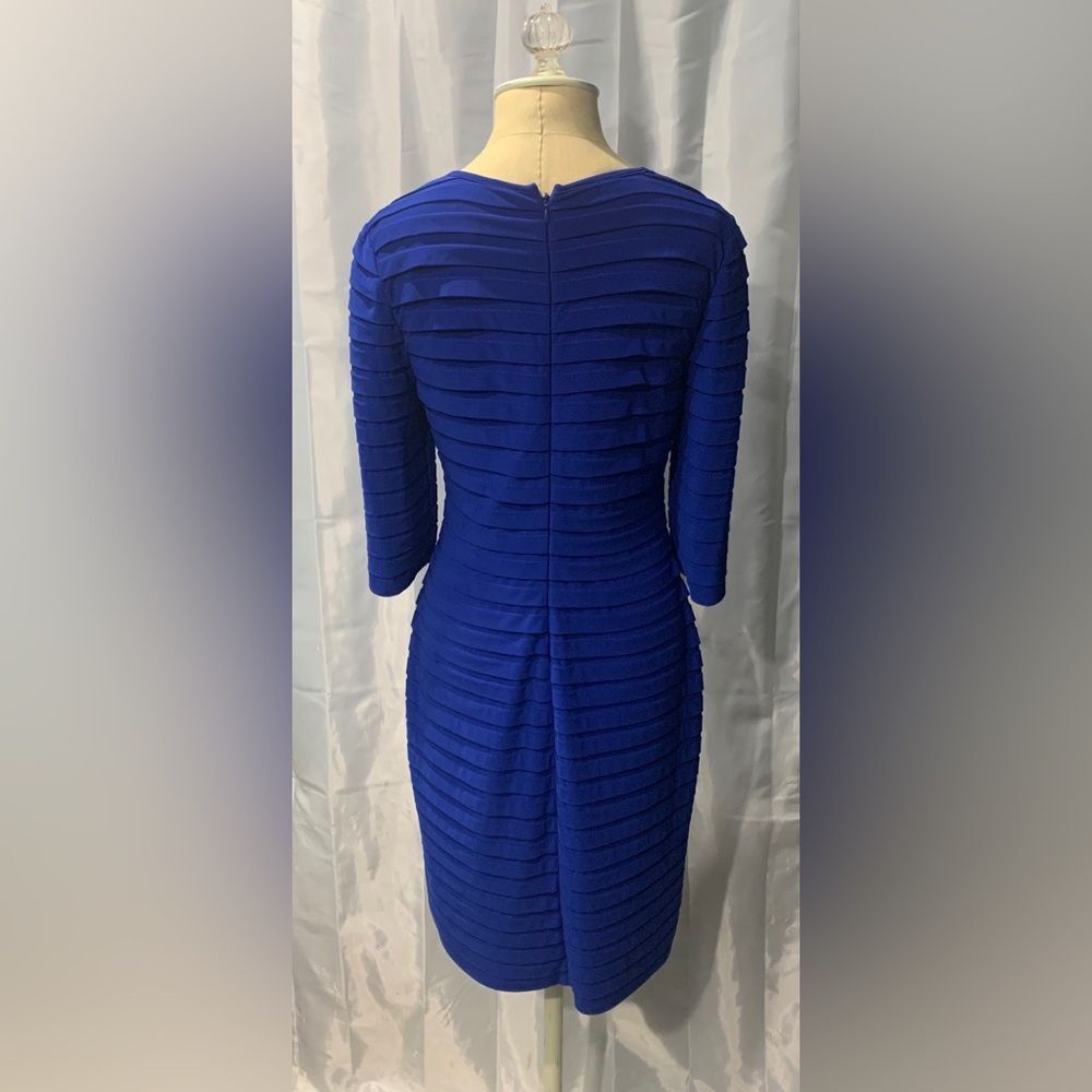 Adrianna Papell Women's Size EU 42 3/4 Sleeves Blue Midi Formal Sheath Dress - Picture 6 of 9